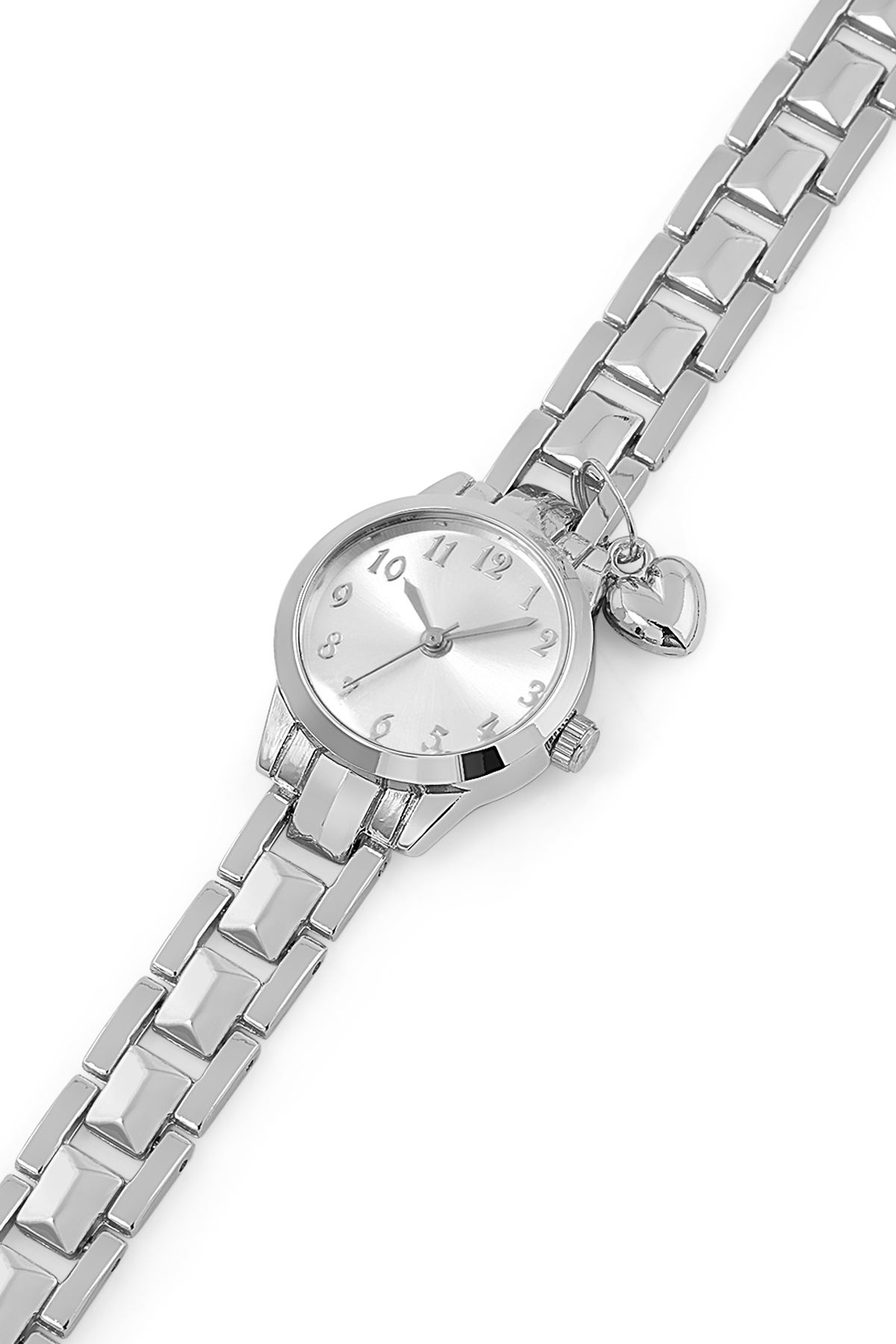 SPECTRUM PREMİUM Spectrum Minimal Kasa Yuvarlak Kadran Kalp Charm Detaylı Metal Kordon Kadın Kol Saati