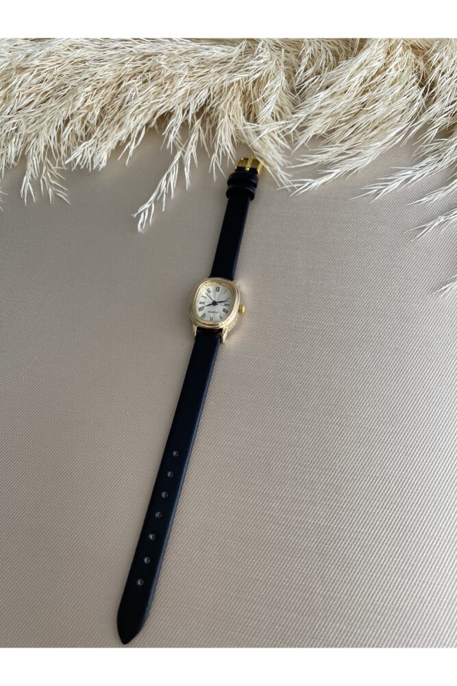 QUARTZ Retro Minimal Vintage Siyah Renk Kordon Kadın Kol Saati - Görsel 2