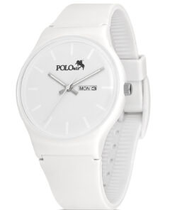 polo air Unisex Silikon Kordon Gün Ay Takvimli Kol Saati Beyaz Renk Pl-1462b