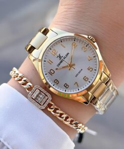 Daniel Klein Gold Altın Renk Çelik Kordon 30 Mt Suya Dayanıklı Kadın Kol Saati Bileklik Hediyeli Nsdke.1.13561-3