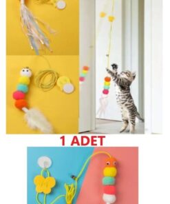 TİNEKE Elastik Kendinden Yapışkanlı Renkli Kedi Oyun Oltası Kedi Oyuncağı Yapışkanlı Olta Eğitim Oyuncağı
