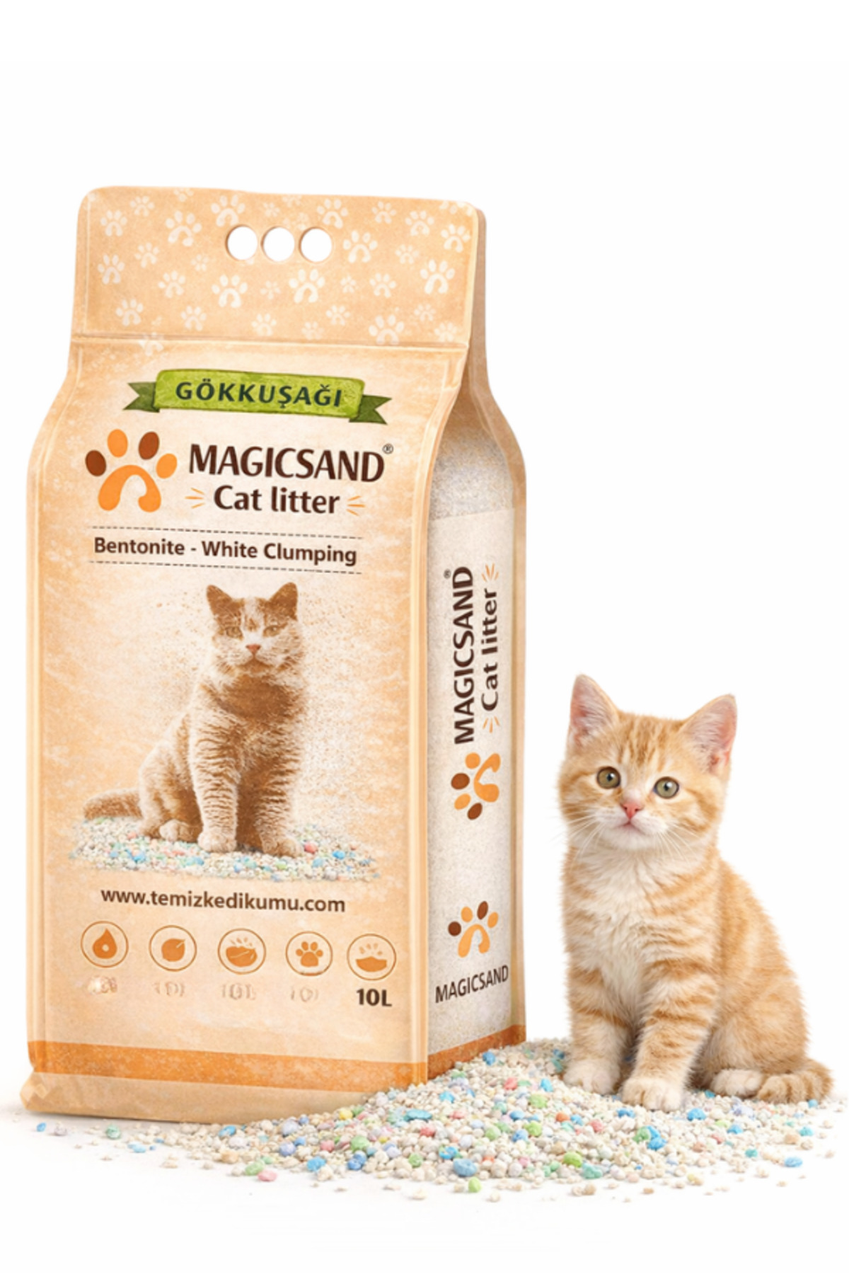 Magic Sand Ultra Topaklanan Gökkuşağı Bentonit Kedi Kumu 10 Litre