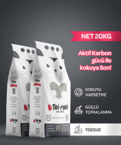 Toi Moi 2li Avantaj Paketi Koku Hapseden, Topaklanan,Tozsuz Aktif Karbonlu Bentonit Kedi Kumu 2x10Kg