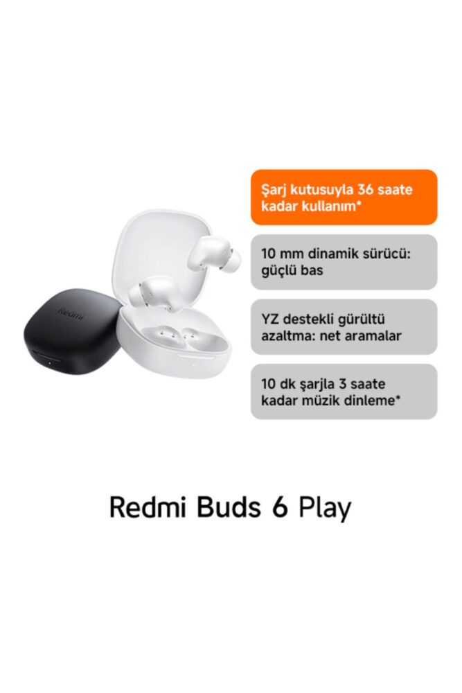 Xiaomi Redmi Buds 6 Play Siyah Kulakiçi Kulaklık-Gürültü Önleme BT5.4 IOS&Android (Xiaomi TR Garantili) - Görsel 2