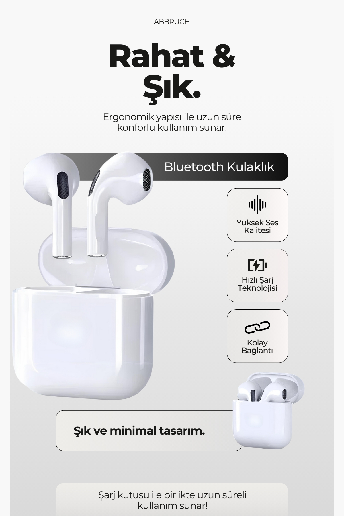 Abbruch Pro 5 Ios Android Uyumlu Dokunmatik Bluetooth Kulaklık 8d Stereo Hd Ses - Görsel 3