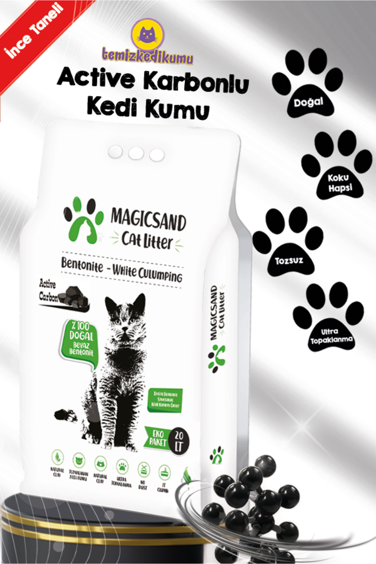 Magic Sand Katzenstreu mit Aktivkohle, 20 Liter: Preise, Eigenschaften und  Bewertungen
