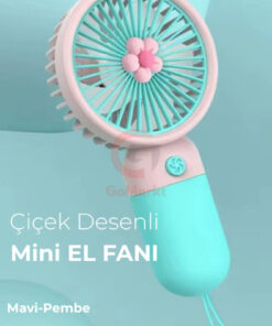 Alternative view of GoMarkt Şarjlı Mini El Ve Masa Fanı Çiçek Desenli Mini El Pervanesi Soğutu El Fanı