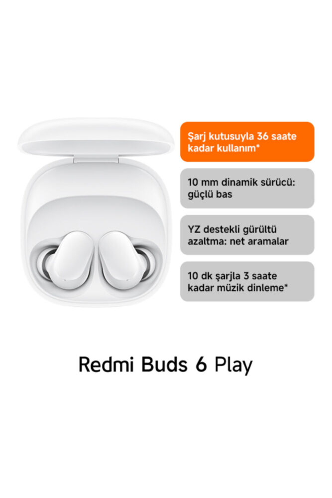 Xiaomi Redmi Buds 6 Play Beyaz Kulakiçi Kulaklık- Gürültü Engelleme BT 5.4 TWS (Xiaomi TR Garantili) - Görsel 2