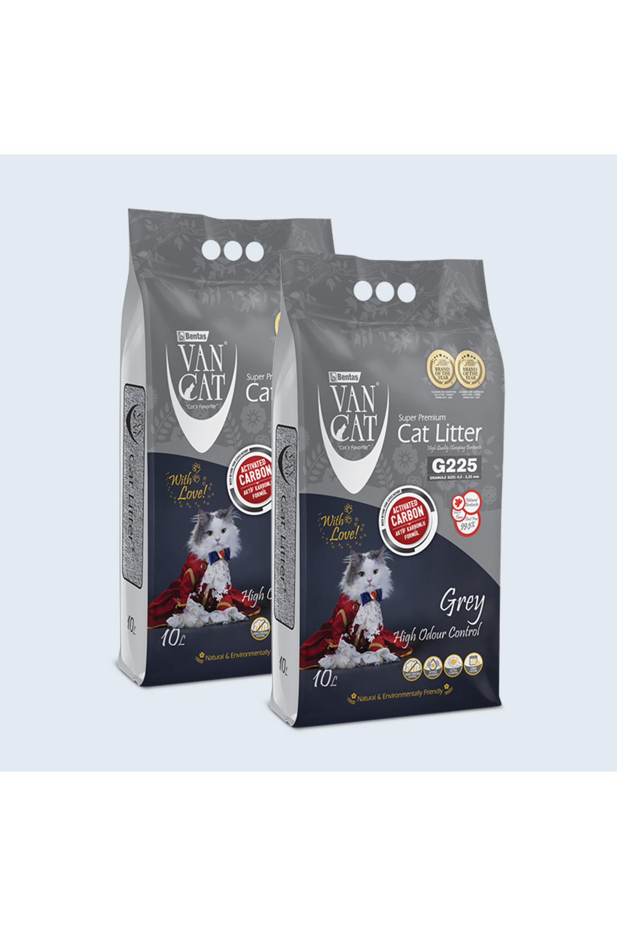Bentaş Van Cat Kedi Kumu G225 Grey (Aktif Karbonlu) (2 x 10 L)