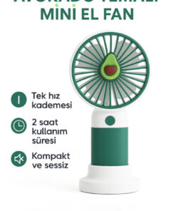 VİORA LENSE Mini Taşınabilir Sessiz El Fanı – Meyve Temalı 4 Renk Seçeneği