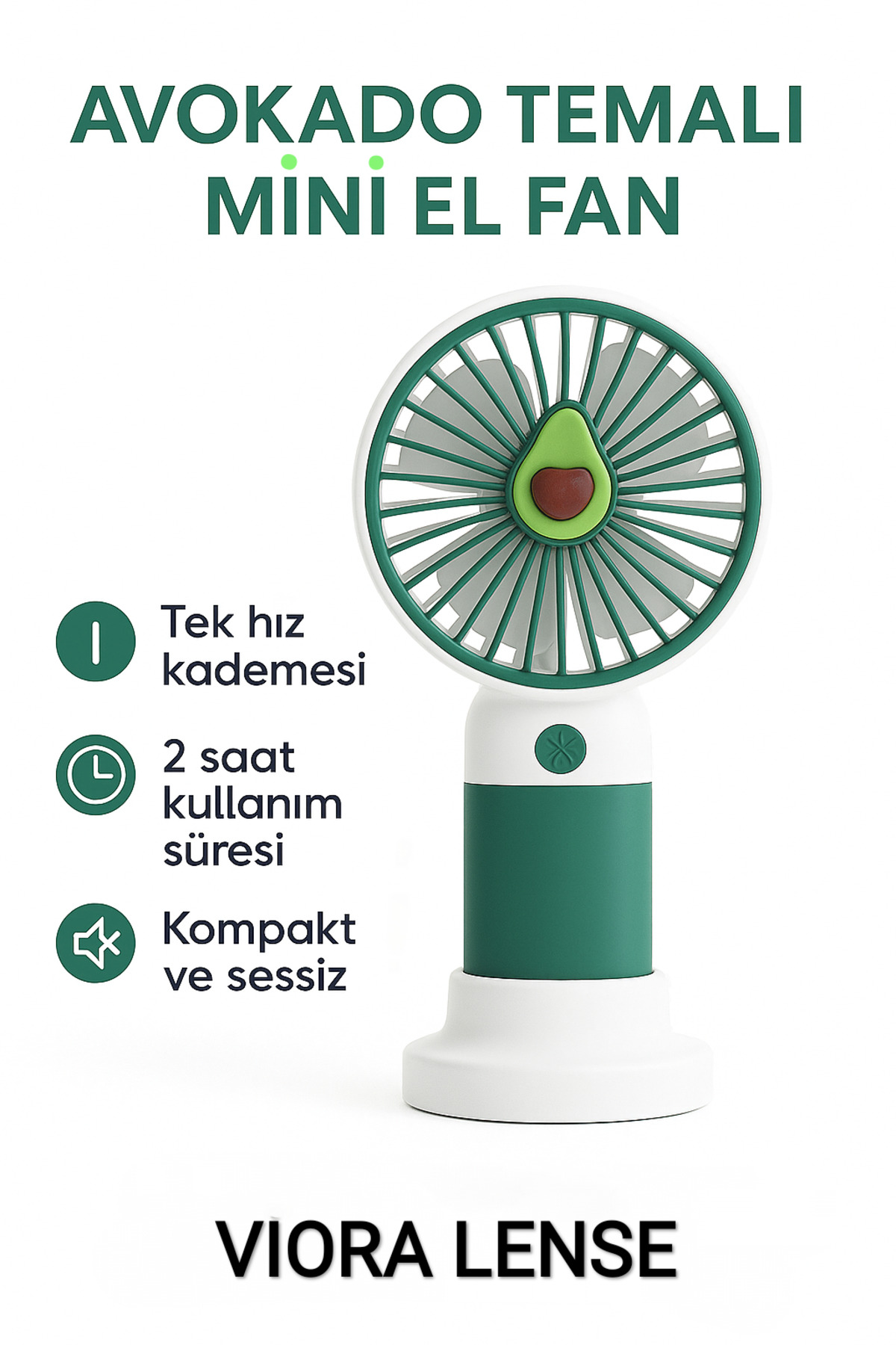 VİORA LENSE Mini Taşınabilir Sessiz El Fanı – Meyve Temalı 4 Renk Seçeneği