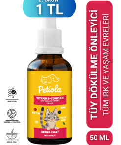 Petiola Tüy Dökülmesini Önleyici ve Tüy Sağlığını Destekleyici Kediler için Biotin'li B Complex Damla 50 ml