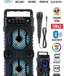 resolut Bluetooth Hoparlör Parti Hoparlörü Karaoke Mikrofon Hediyeli Işıklı Ses Bombası Radyo Usb Sd Girişli