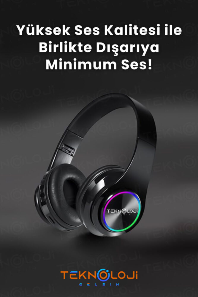 Teknoloji Gelsin Bluetooth Kulaklık Kablosuz Kulaküstü Işıklı Katlanabilir Mikrofonlu Fm-aux-sd Siyah - Görsel 2