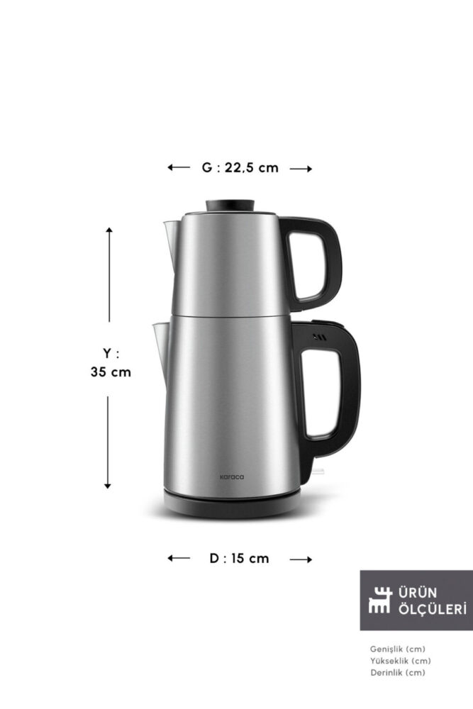 Karaca Tea Break 2 In 1 Çelik Su Isıtıcı Çay Makinesi Inox Siyah - Görsel 2
