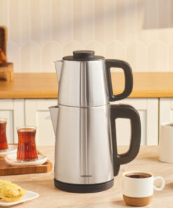 Karaca Tea Break 2 In 1 Çelik Su Isıtıcı Çay Makinesi Inox Siyah
