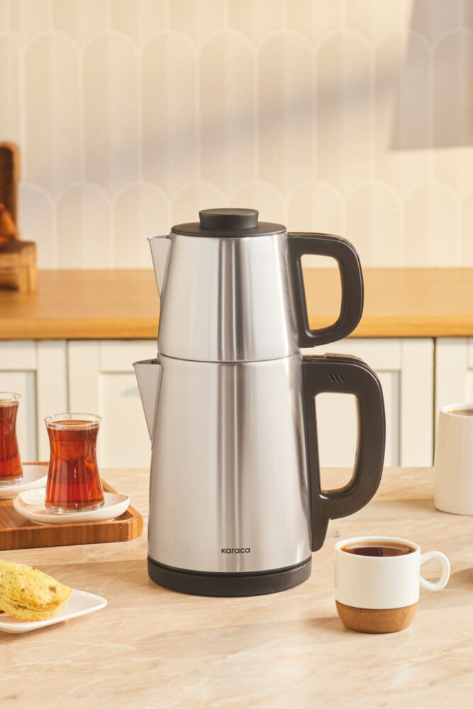 Karaca Tea Break 2 In 1 Çelik Su Isıtıcı Çay Makinesi Inox Siyah