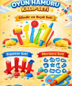 HEROES DOUGH 3'ü 1 Arada Oyun Hamuru Kalıp Seti - Enjektör, Merdane, Silindir ve Bıçaklı Şekillendirme Seti