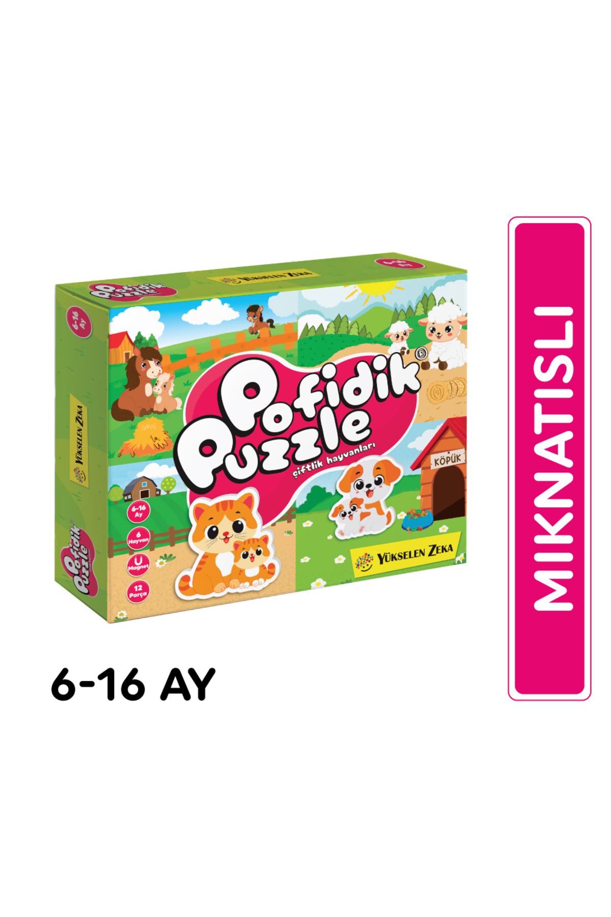 yükselen zeka 6-16 Ay İlk Pofidik Magnet Puzzle - Çiftlik Hayvanları