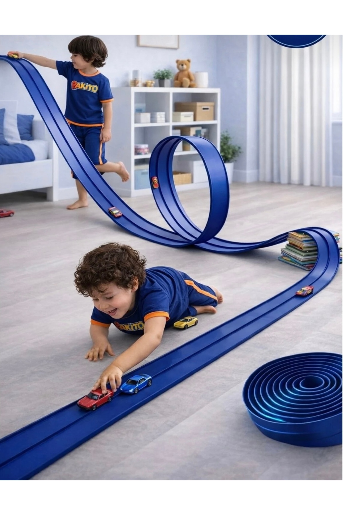 FLEXIBLE RACING TRACK ESNEK ARABA YARIŞ PİSTİ KIVRILABİLİR ÇİFT RENK ORJİNAL 4.5 METRE