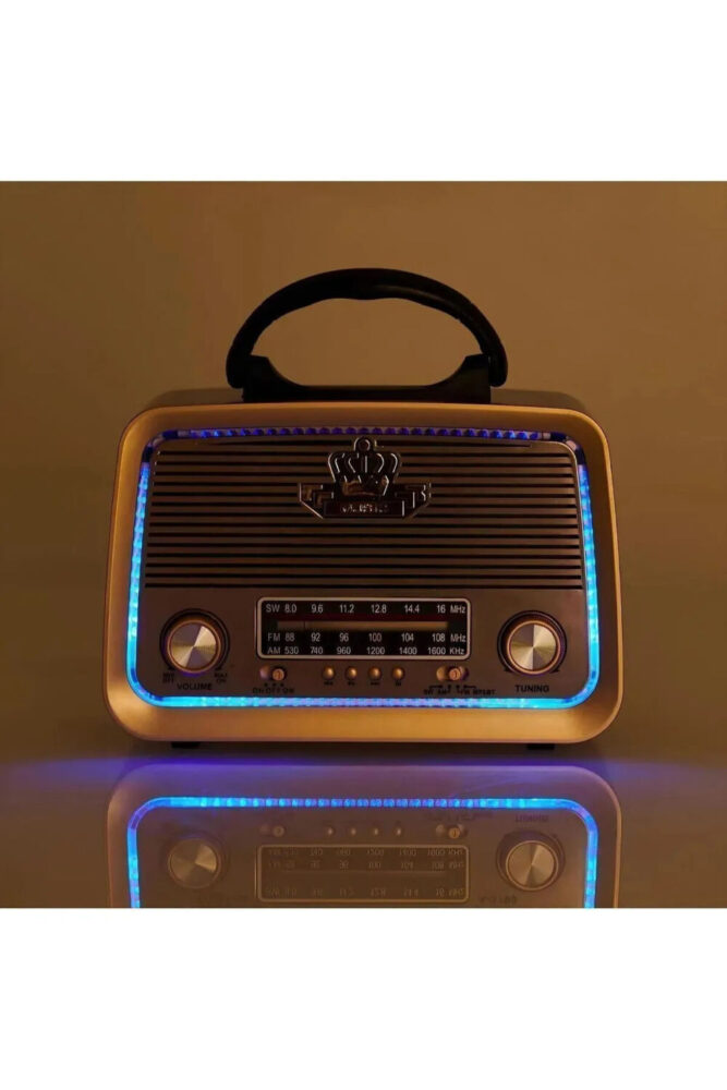 Genel Markalar Nostaljik Radyo Bluetooth Ledli Usb Sd Card Mp3 Radyo Çalar BT, one size