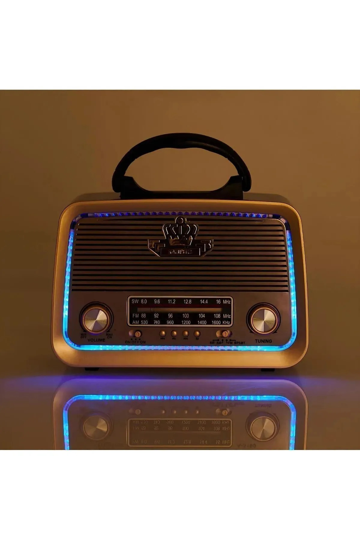 Genel Markalar Nostaljik Radyo Bluetooth Ledli Usb Sd Card Mp3 Radyo Çalar BT, one size