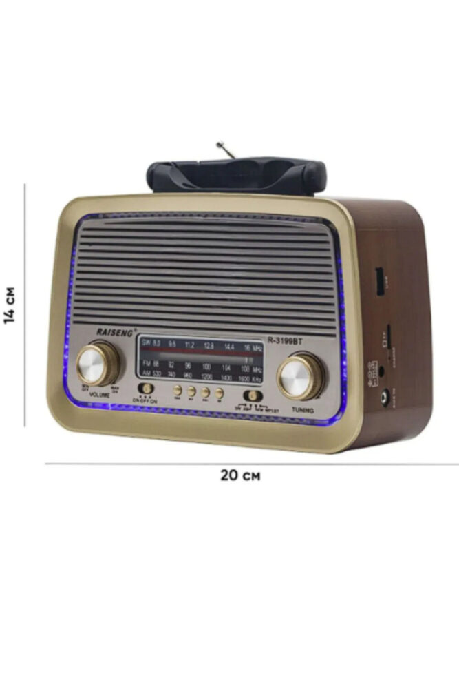 Genel Markalar Nostaljik Radyo Bluetooth Ledli Usb Sd Card Mp3 Radyo Çalar BT, one size - Görsel 3