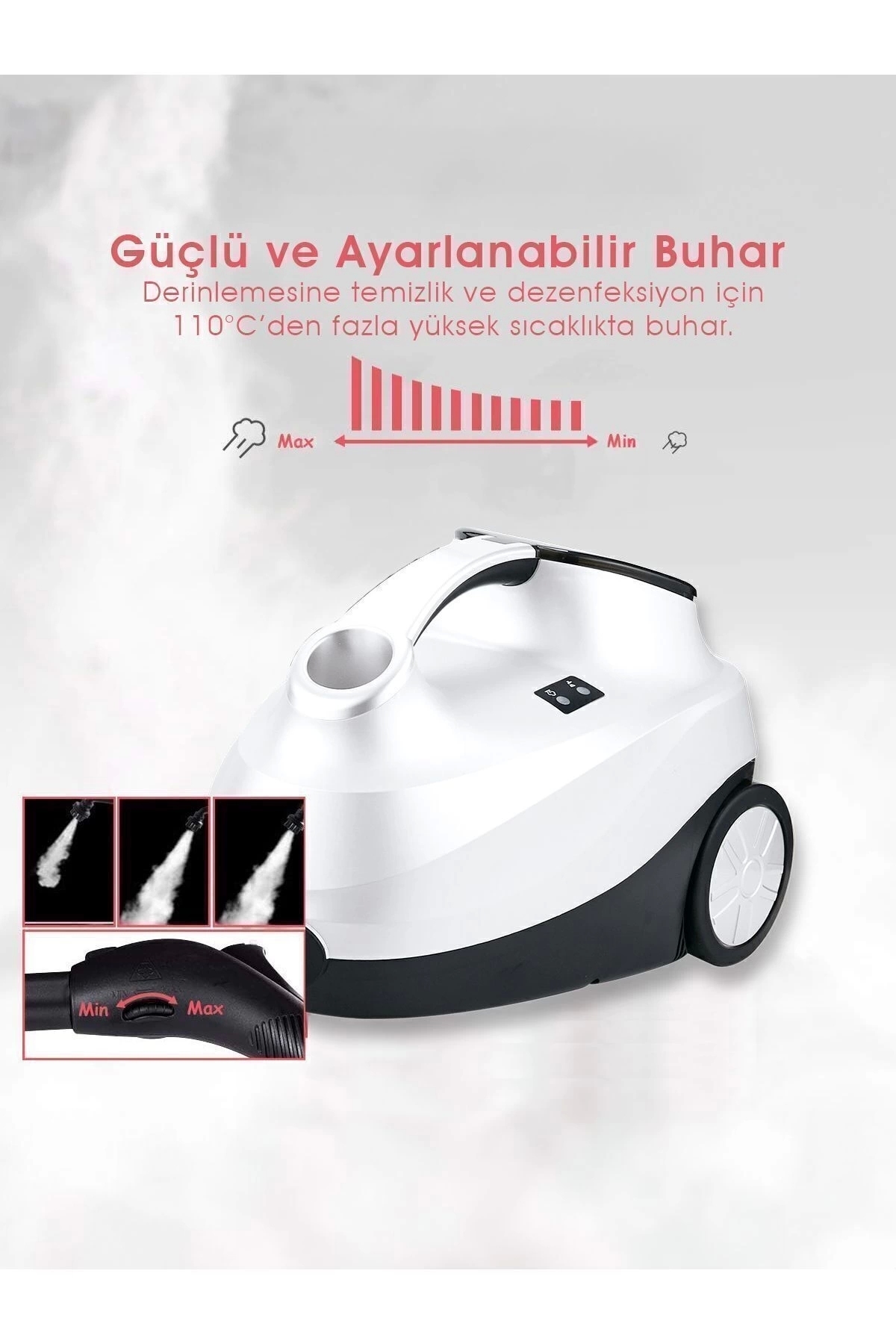 PiranTech CB-107C Çok Fonksiyonlu Buharlı Temizlik Makinası - Buharlı Temizleyici - Görsel 3