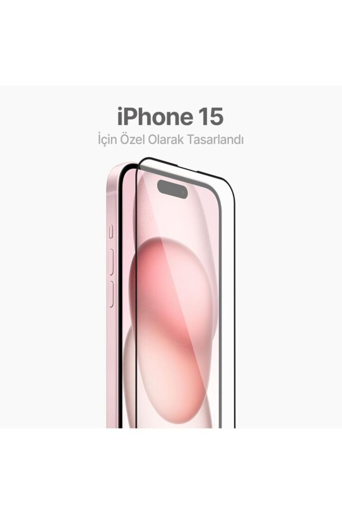 Fibaks iPhone 15/14 Pro/16 Uyumlu Kolay Uygulama Aparatlı Siyah Çerçeveli Tam Kapatan Cam Ekran Koruyucu - Görsel 2
