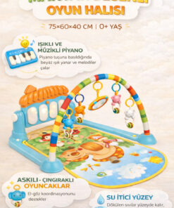 HAK İŞ OYUNCAK Piyanolu Mantar Desenli Bebek Oyun Halısı – 0+ Ay, Hayvan Figürlü Işıklı ve Müzikli Gelişim Matı ve