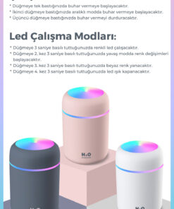 Nazalya 300 ml Ulrasonik Ledli Hava Nemlendirici Buhar Makinesi Ve Aroma Difüzörü - Görsel 3