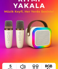 Omaze Mikrofonlu Karaoke Bluetooth Hoparlör Rgb Led Işıklı 5 Efektli Ses Bombası