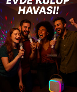 Omaze Mikrofonlu Karaoke Bluetooth Hoparlör Rgb Led Işıklı 5 Efektli Ses Bombası - Görsel 3