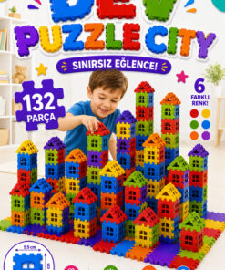 Erbek Puzzle City 3D Yapı Ve Tasarım Blokları 132 Parça Eğitici, Zeka Geliştirici Oyuncak Lego