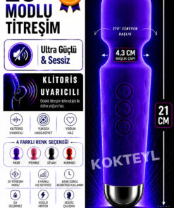 Kokteyl 20 Modlu Şarjlı Su Geçirmez Titreşimli Dildo Vajinal Klitoris ve Anal Uyarıcı Vibratör Orgazm