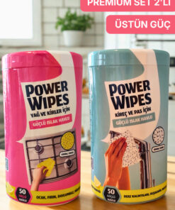 Power Wipes Yağ ve Kir + Kireç ve Pas Temizlik Havlusu 2’li Set (50+50 Adet)