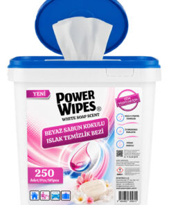 Power Wipes Beyaz Sabun Kokulu Islak Kova Mendil 250 Adet Tüm Yüzeyler İçin