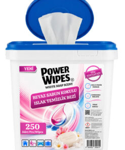 Power Wipes Beyaz Sabun Kokulu Islak Kova Mendil 250 Adet Tüm Yüzeyler İçin