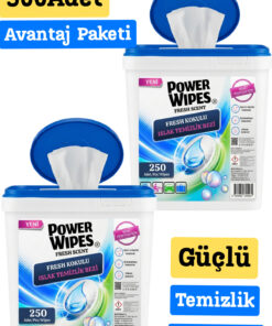 Power Wipes Fresh Kokulu Islak Kova Mendil 500 Adet Tüm Yüzeyler İçin