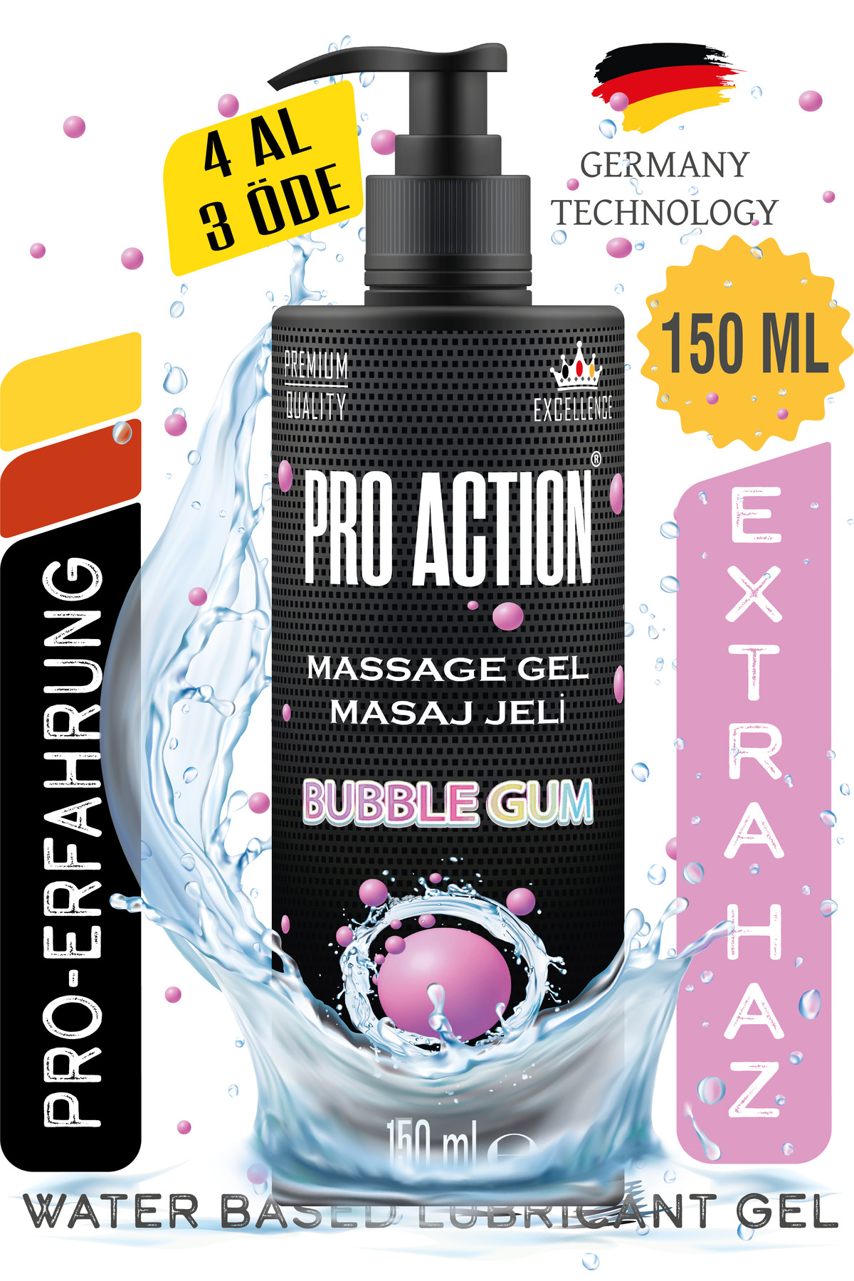 Pro Action Kayganlaştırıcı Masaj Jel Bubble Gum Massage Gel Premium Quality