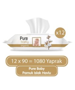 Pure Baby Organik Pamuklu Islak Havlu 12×90 (1080 Yaprak)