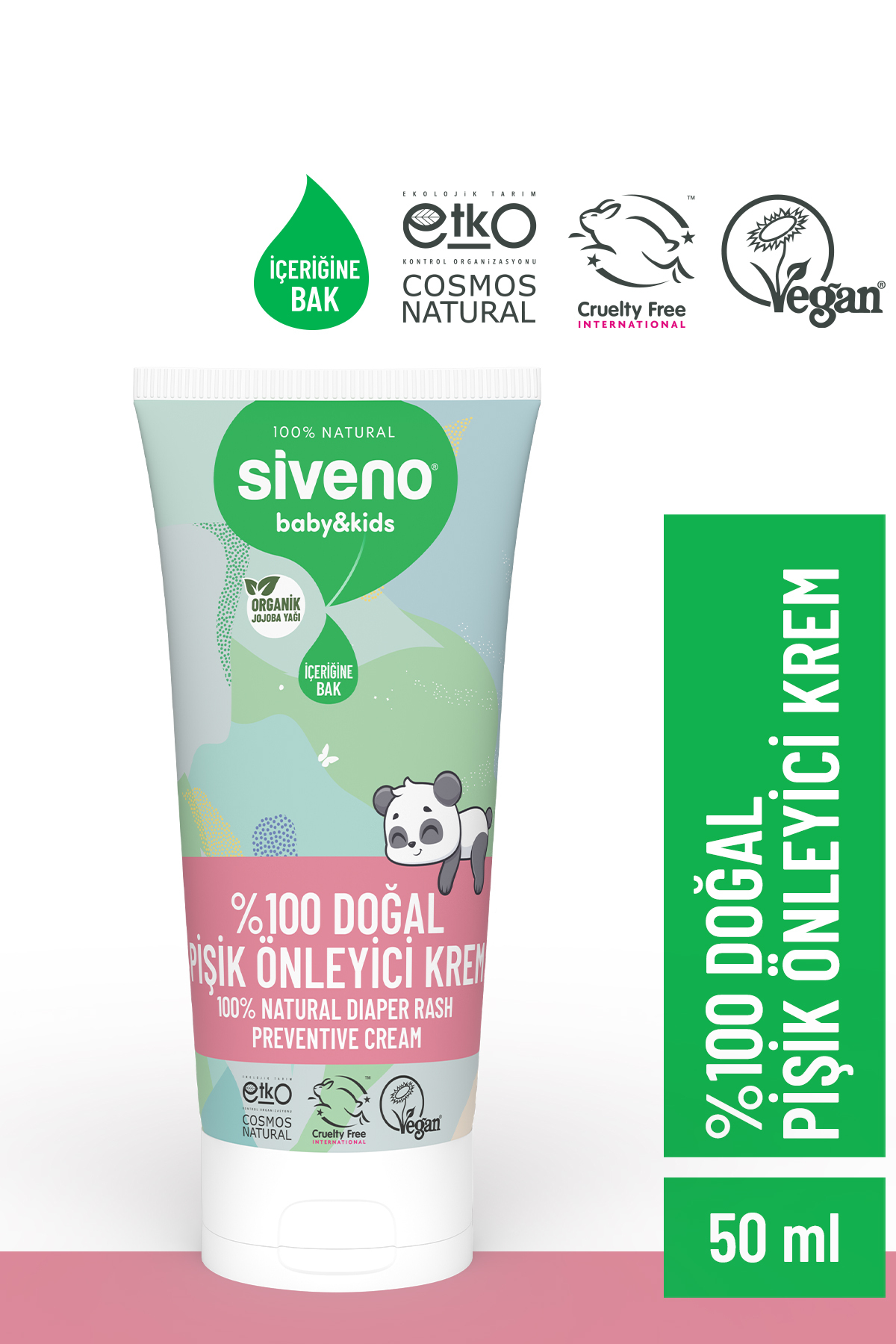 Siveno 0 Doğal Bebek Pişik Önleyici Krem Çinko PCA Yenidoğan Koruyucu & Hassas Onarıcı Bakım Kremi 50 ml