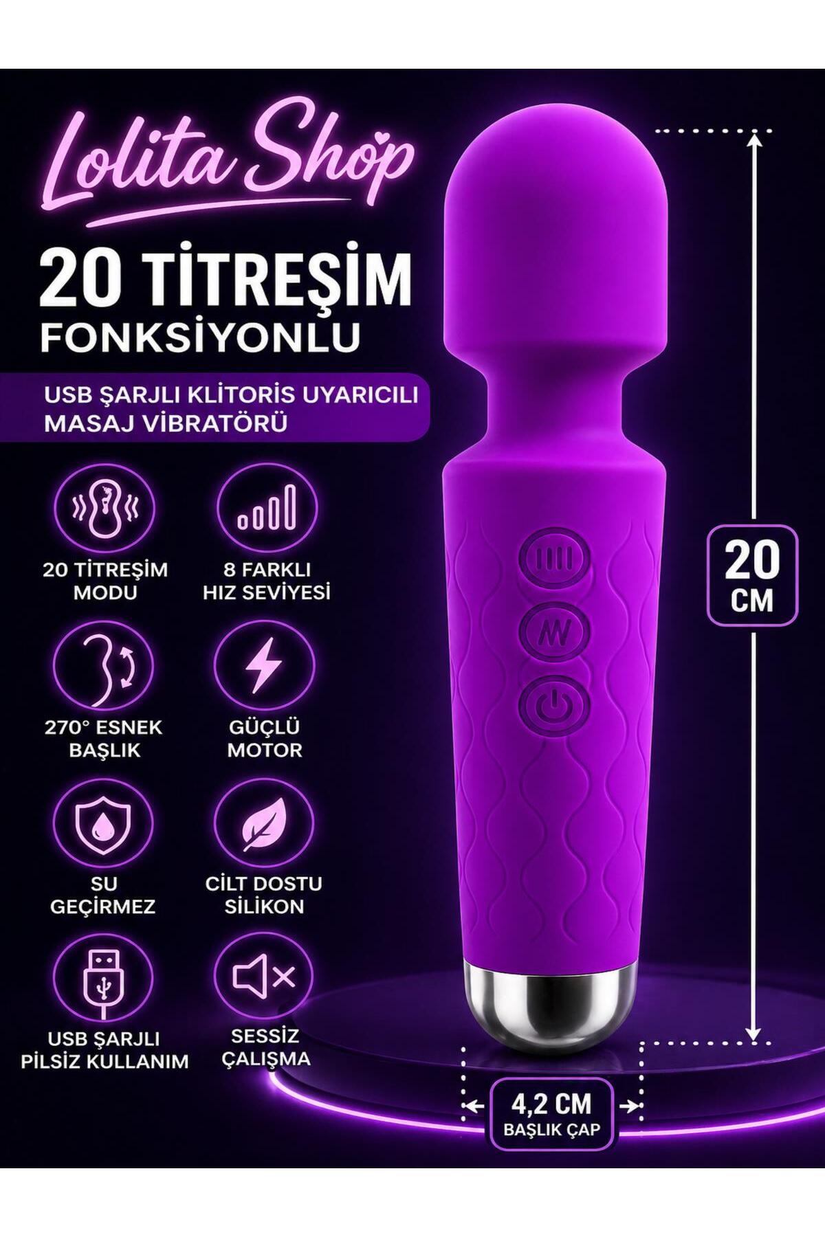 Lolita Shop Love Magic 20 Titreşim Fonksiyonlu Usb Şarjlı Mor Klitoris Uyarıcılı Ve Orgazm Masaj Vibratörü