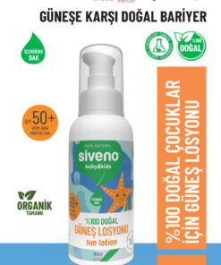 Siveno 0 Doğal Çocuk Güneş Losyon Leke Karşıtı Antioksidan Nemlendirici Vegan SPF 50+ UVA UVB 100 ml