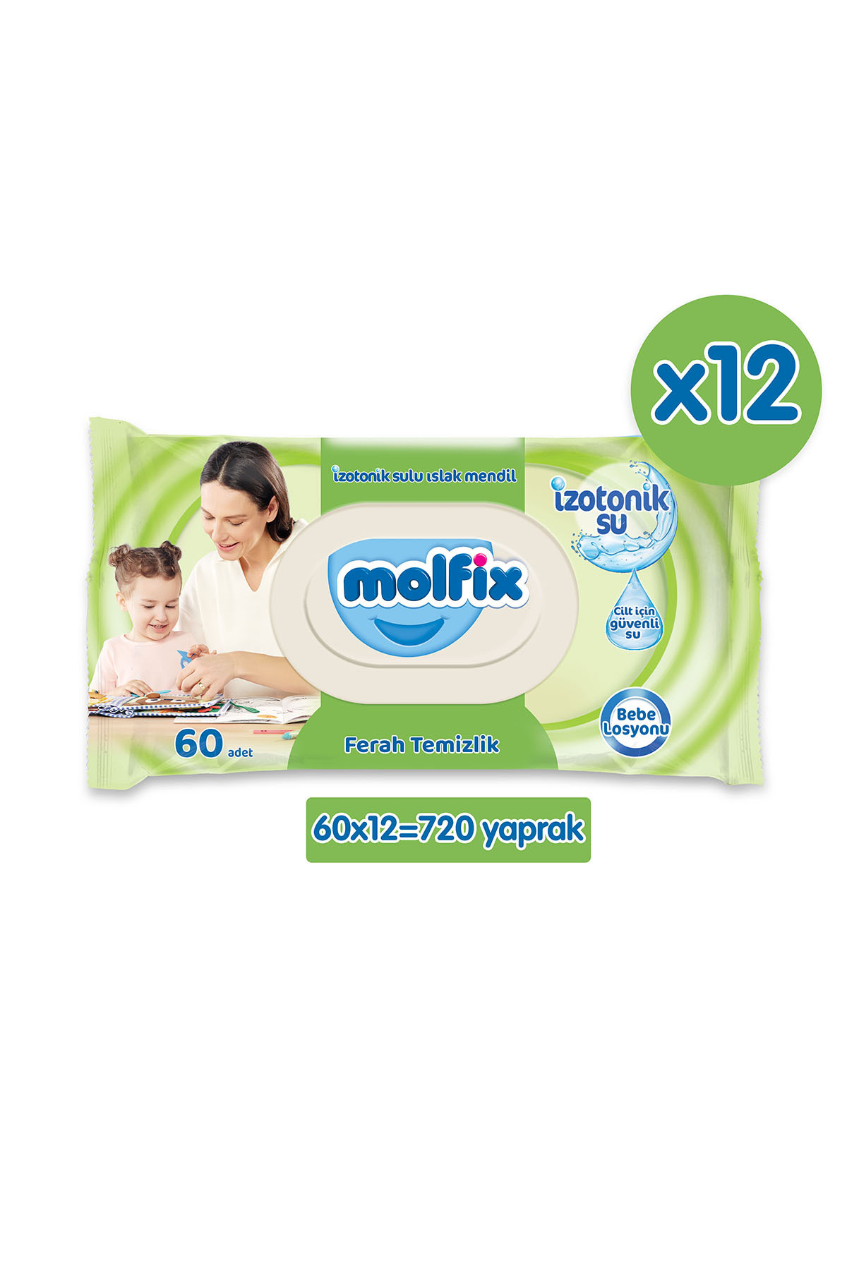 Molfix İzotonik Sulu Islak Mendil Ferah Temizlik 720 Adet