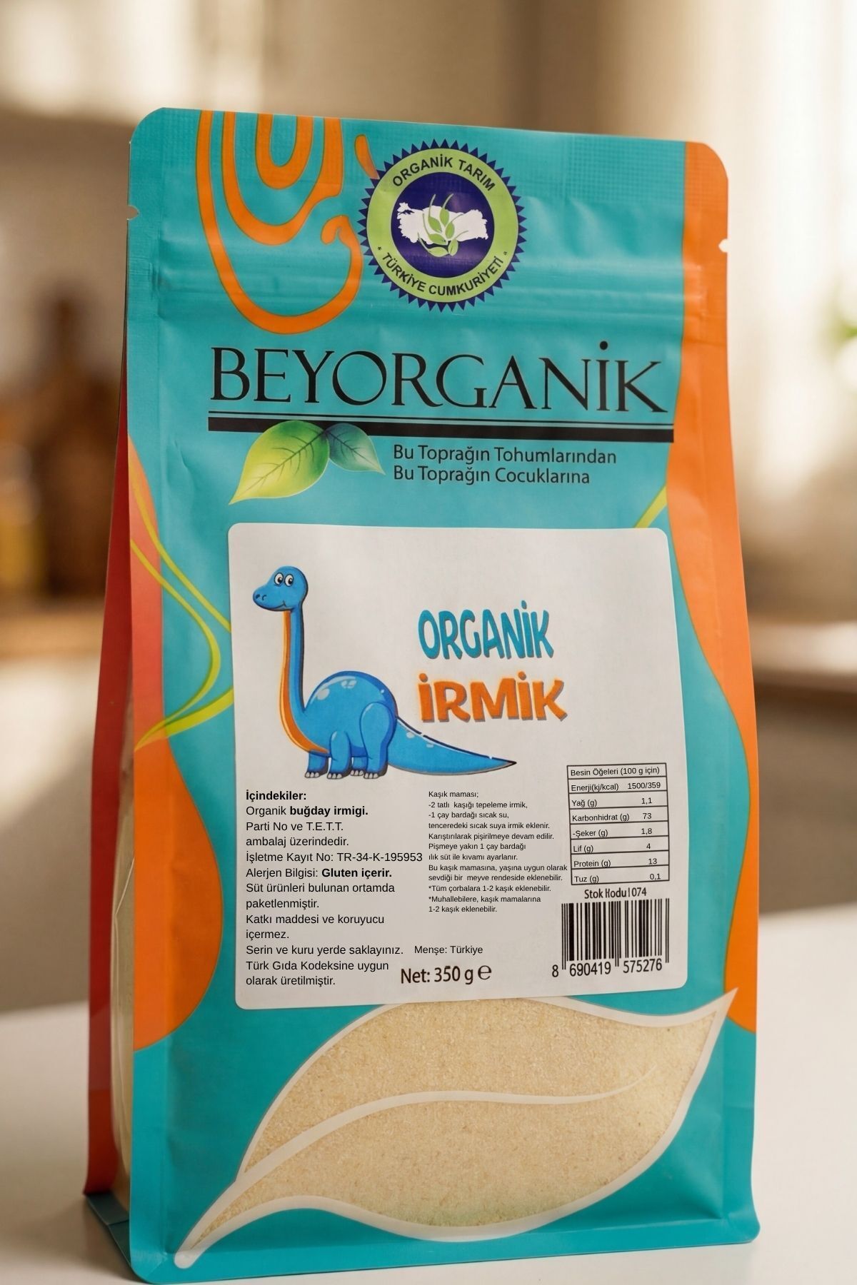 BEYORGANİK Organik İrmik 350gr (PESTİSİT VE AFLATOKSİN ANALİZLİ)