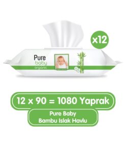 Pure Baby Organik Bambu Özlü Islak Havlu 12×90 (1080 YAPRAK)