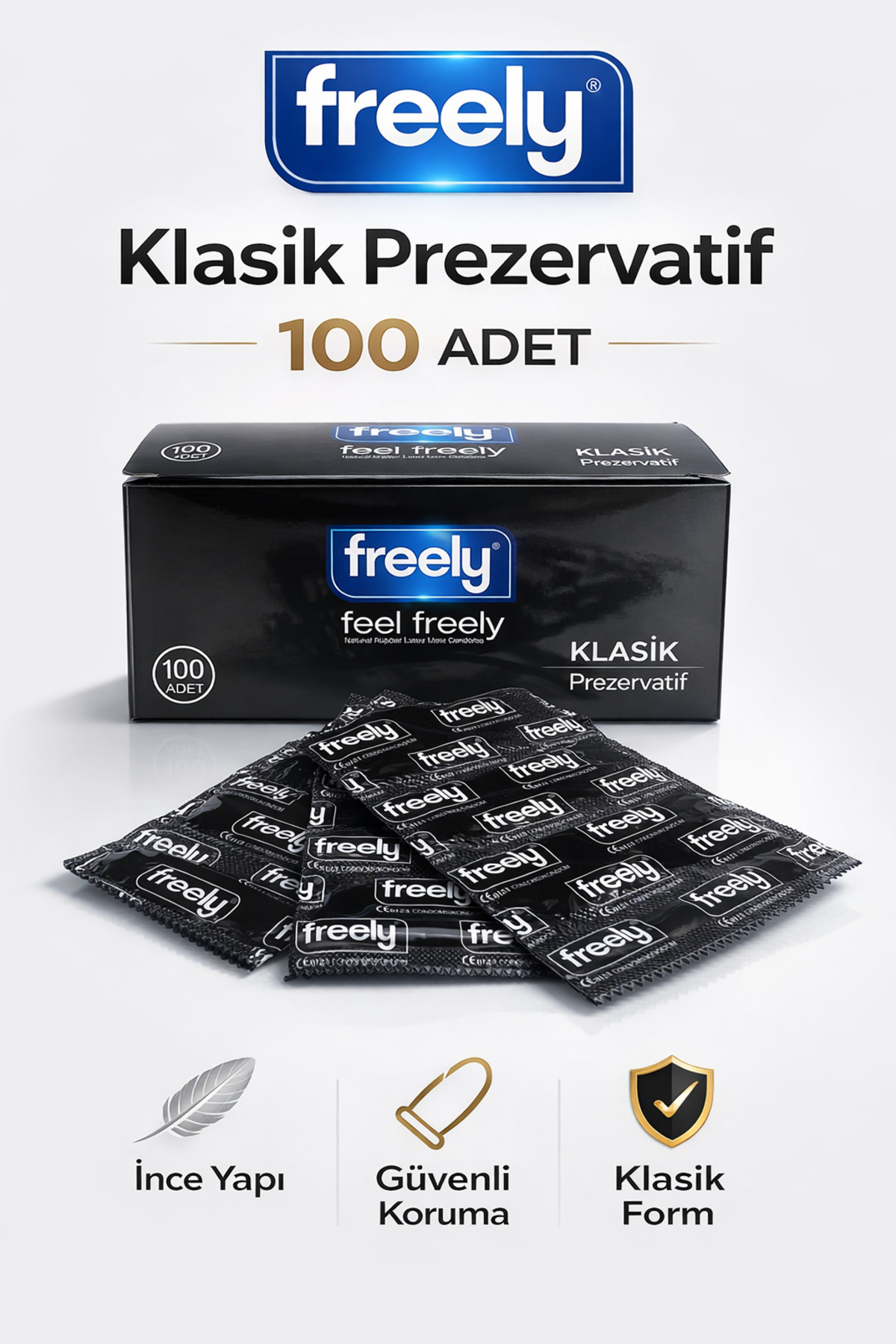 Freely KLASİK PREZERVATİF 100 ADETLİK AVANTAJLI PAKETTE
