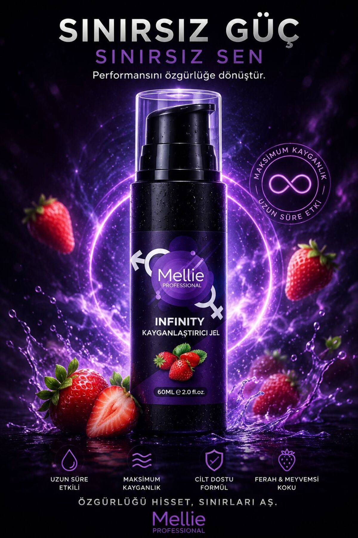 Mellie Professional Kayganlaştırıcı Z’evk Arttırıcı U’yarıcı, Su Bazlı Kadın Jel 60ml (ÇİLEKLİ) Ürün