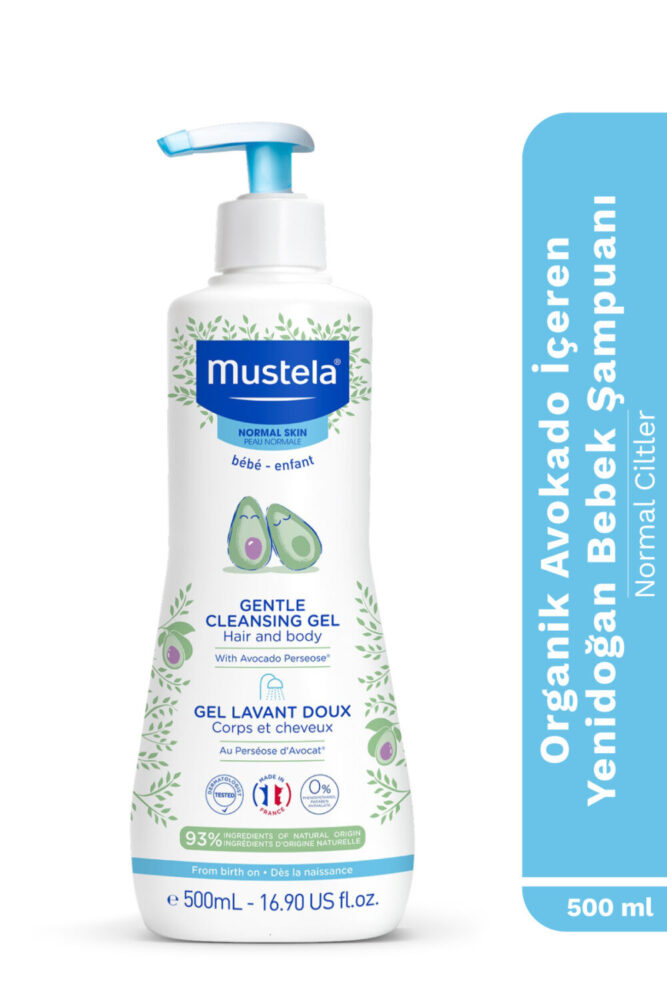 Mustela Organik Avokado İçeren Yenidoğan Bebek Göz Yakmayan Şampuanı Saç, Vücut 500 ml